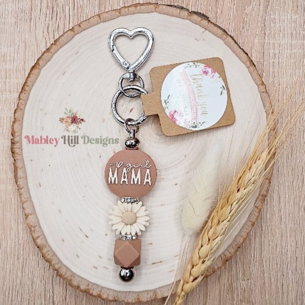 Boho Girl Mama Keychain - New Mama Gift - Baby Shower Gift Mama Bag Charm  NWT